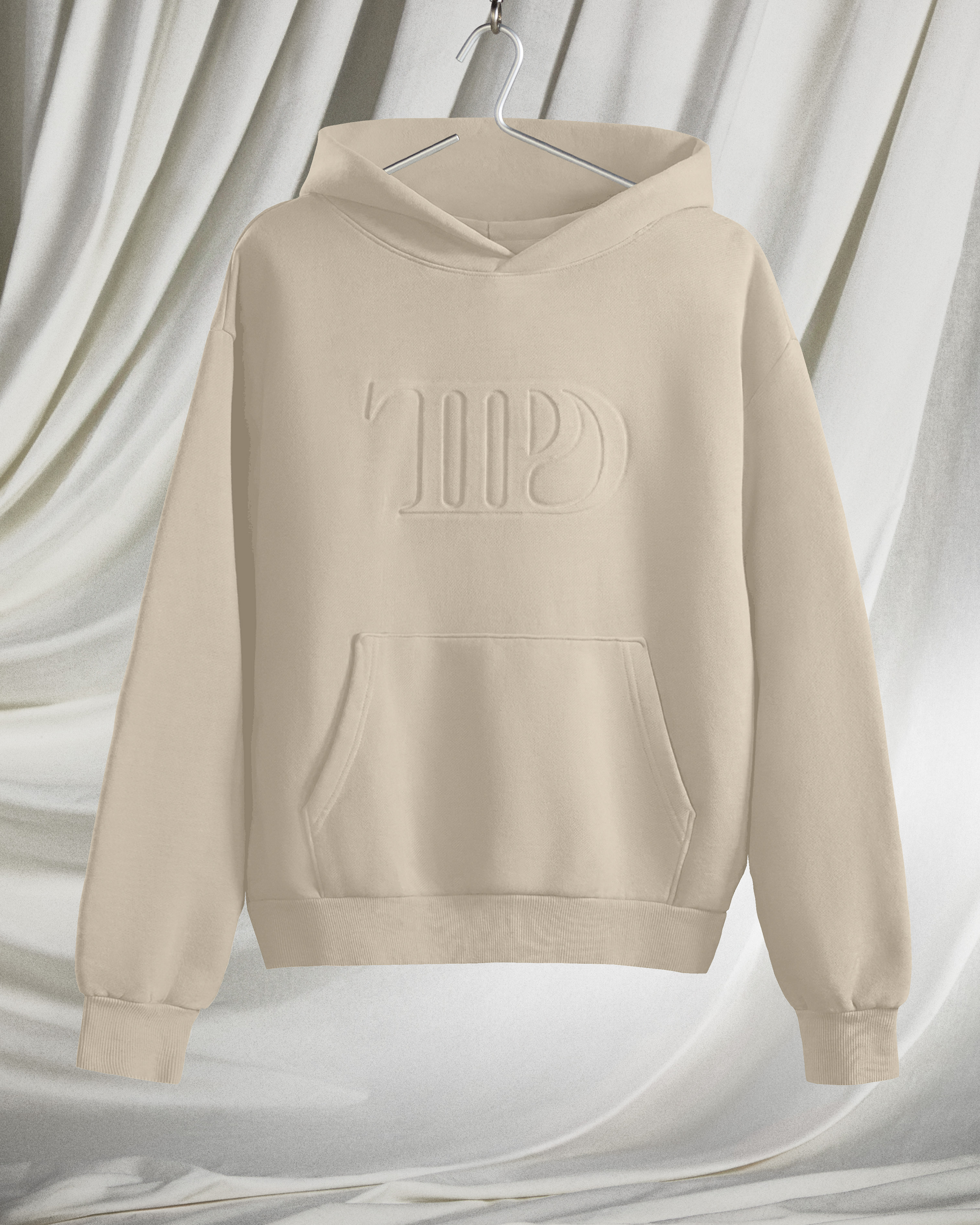 The Tortured Poets Department Beige Hoodie editorial shot