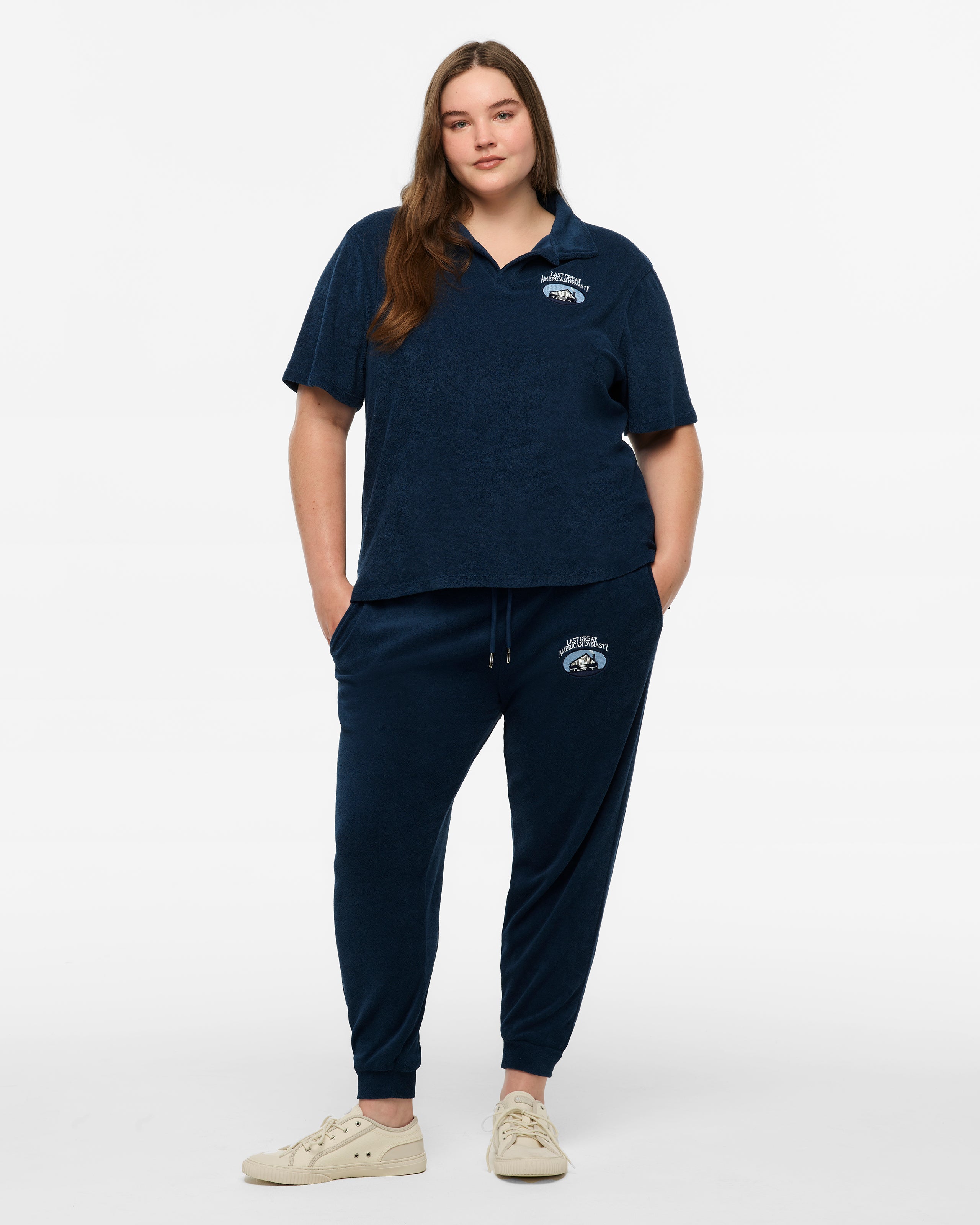Last Great American Dynasty Terry Cloth Jogger 2XL model full length