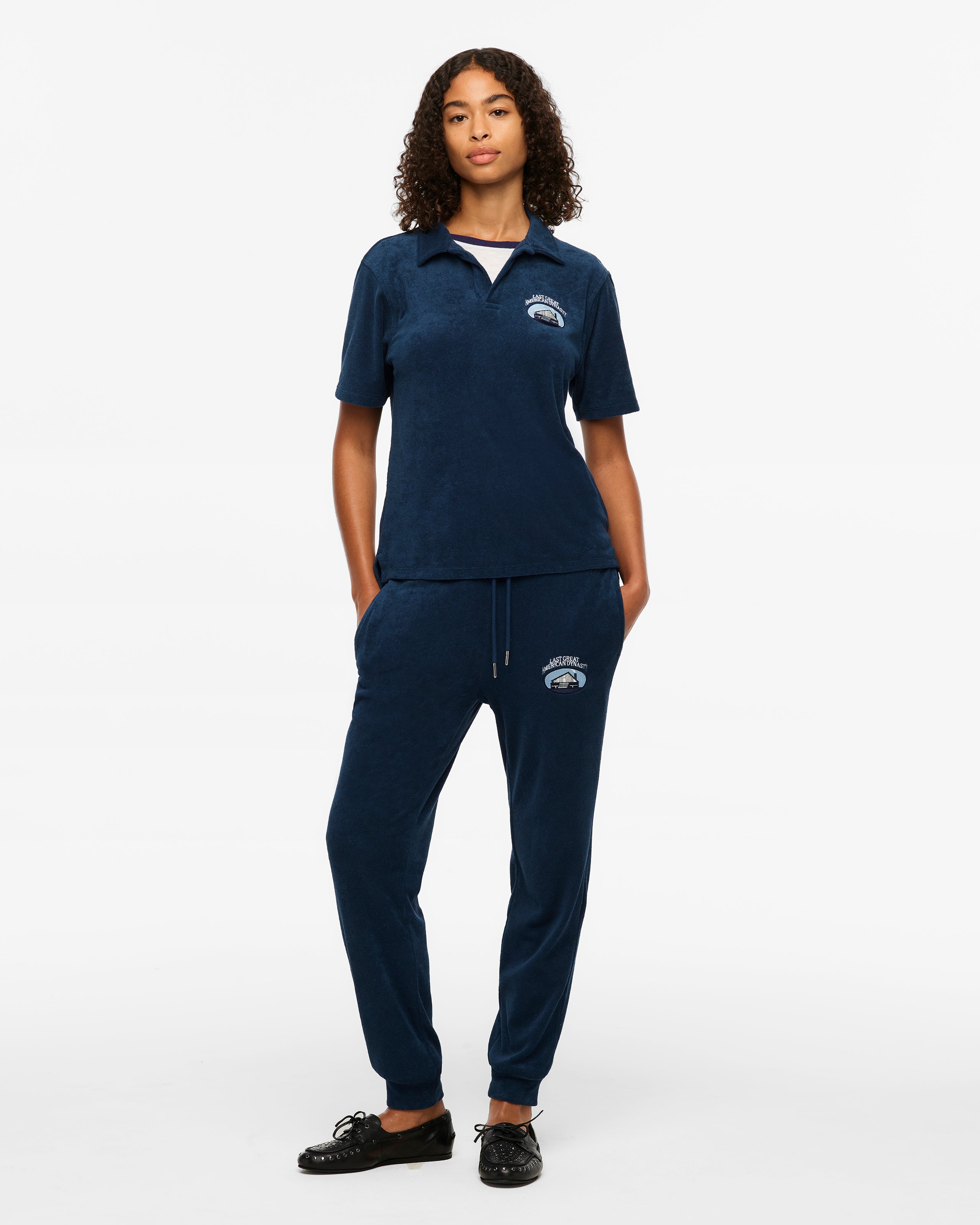 Last Great American Dynasty Terry Cloth Jogger S model full length