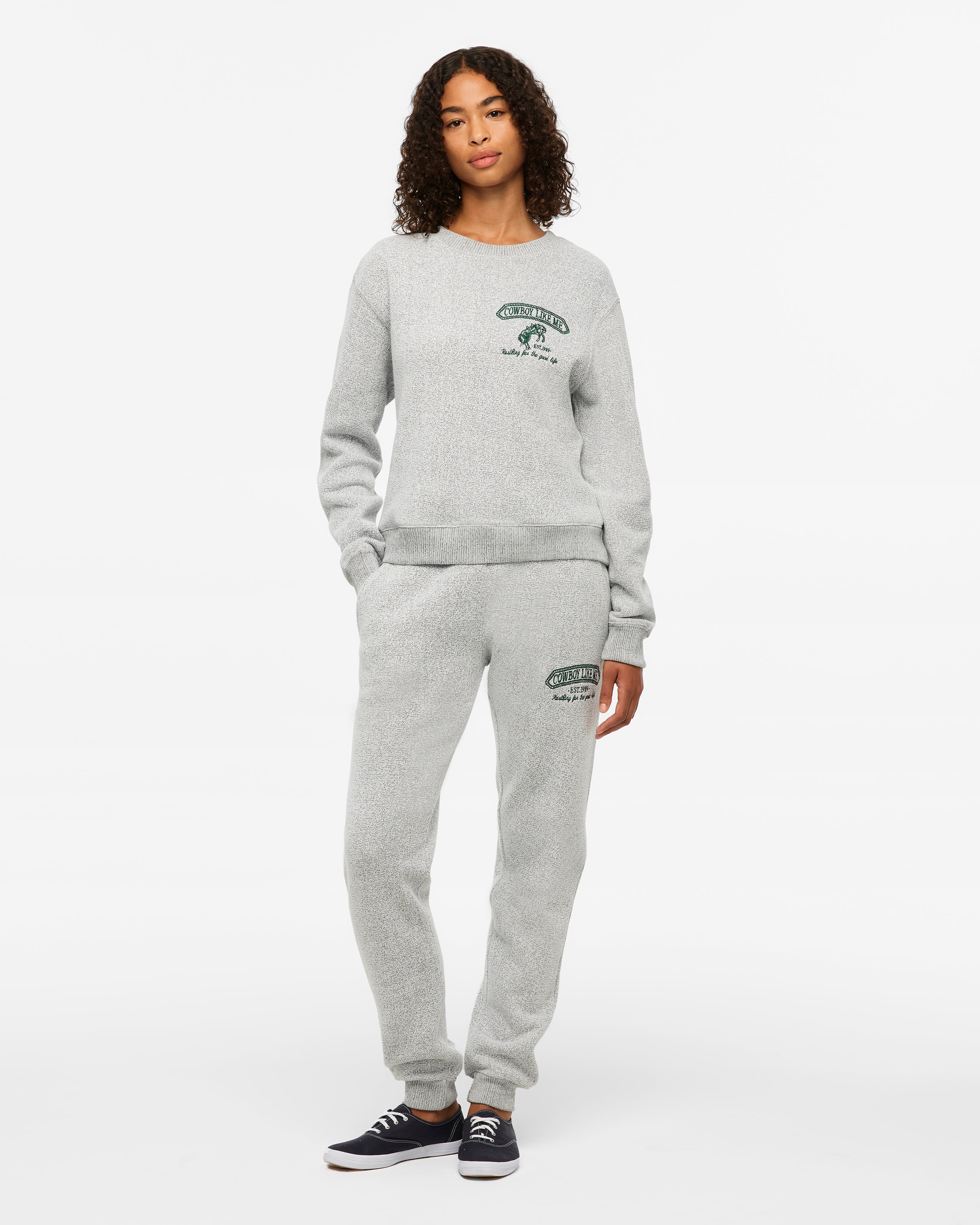 Cowboy Like Me Crewneck S model full length